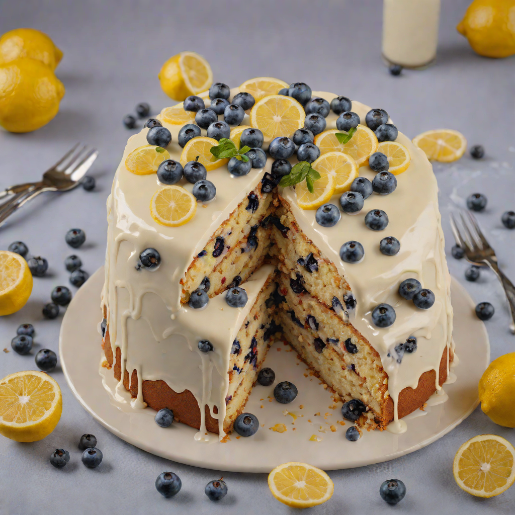 One-Bowl Lemon Blueberry Cake with Glazed Icing