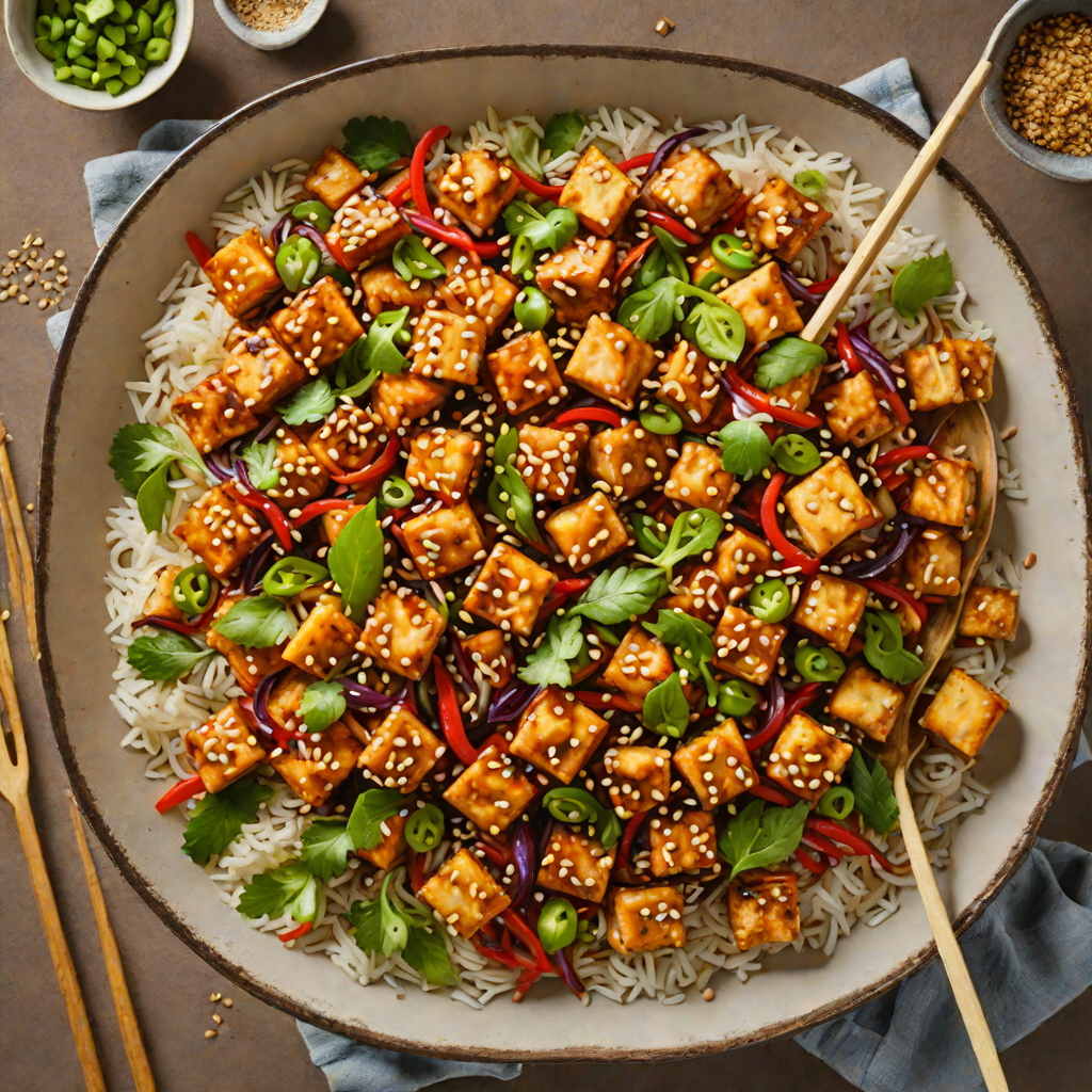 Sweet and Spicy Korean-Style Tofu Stir-Fry with Sesame