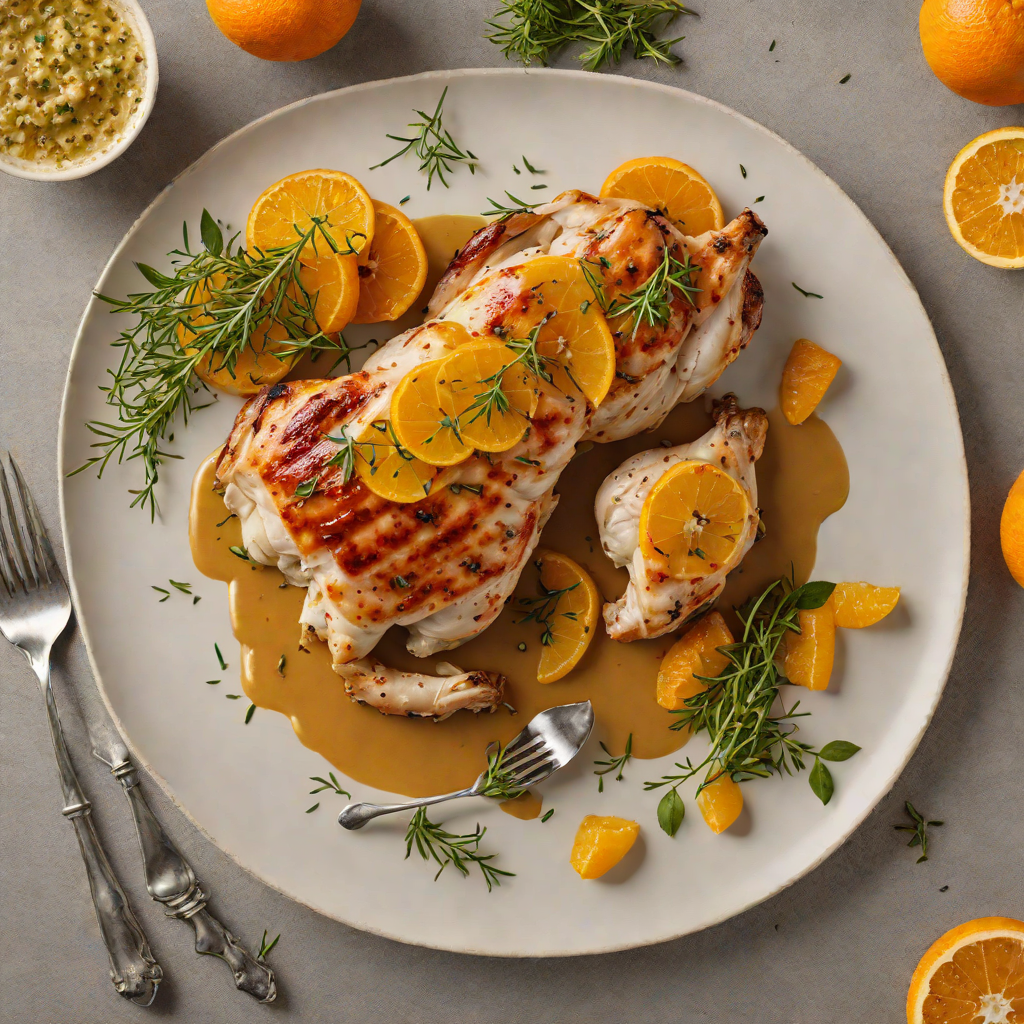 Pan-Seared Chicken with Charred Orange and Thyme Sauce