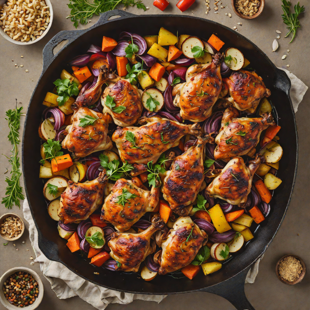 Skillet-Roasted Chicken Thighs with Roasted Root Vegetables