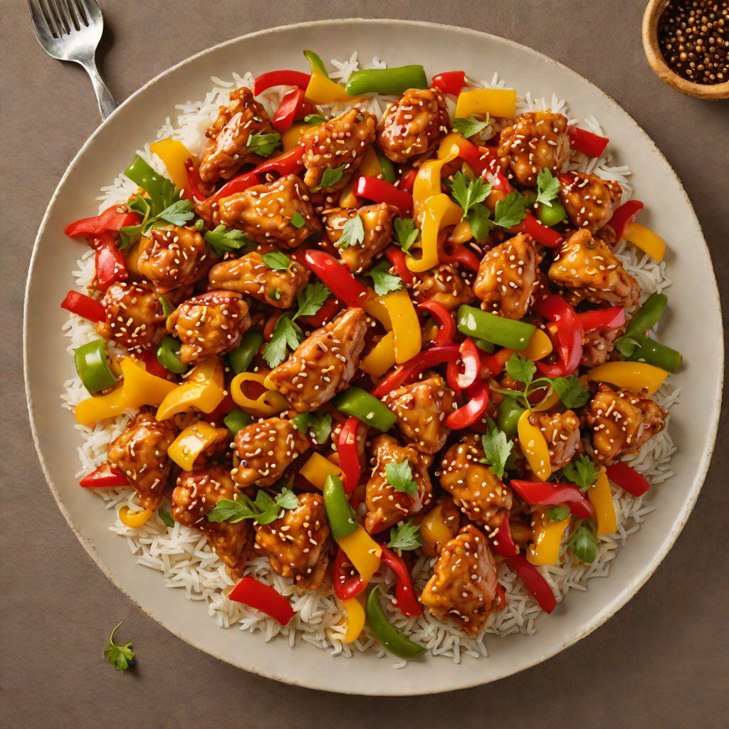 Stir-Fried Chicken with Honey-Garlic Glaze and Bell Peppers