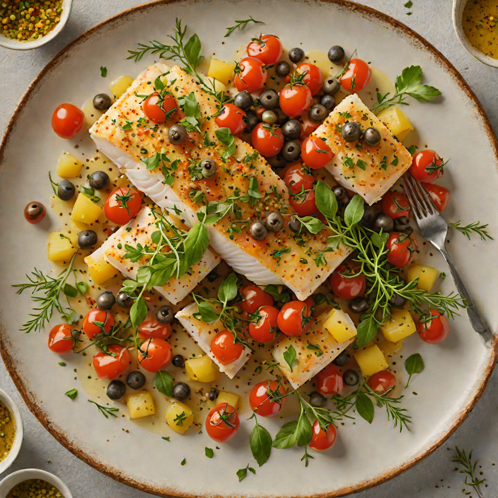Baked Cod with Herb-Crusted Tomatoes and Capers