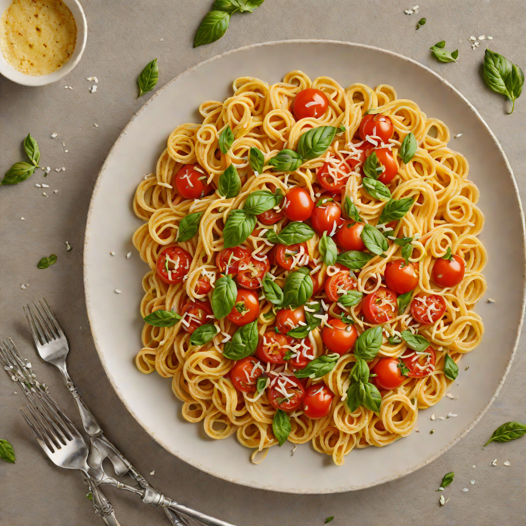 Half-and-Half Tomato Basil Pasta with Garlic Butter Sauce