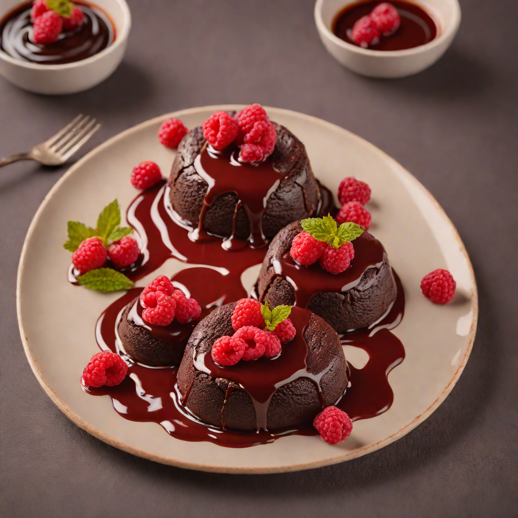 Molten Lava Chocolate Cakes with Raspberry Sauce