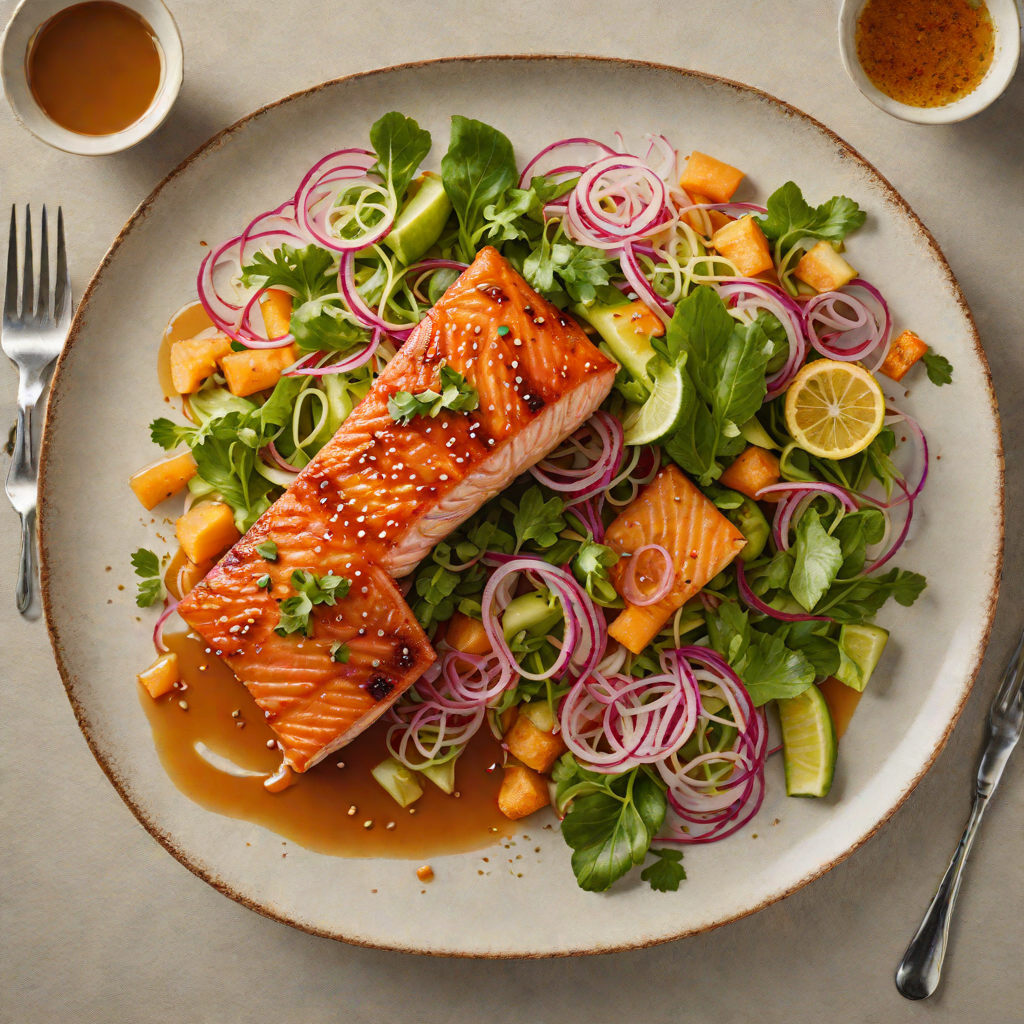 Seared Miso-Glazed Salmon with Pickled Ginger Salad