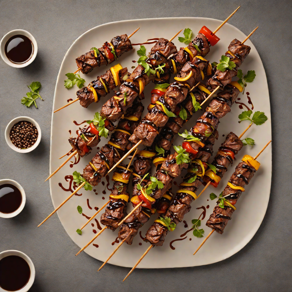 Grilled Coffee-Rubbed Beef Skewers with Bitter Chocolate Glaze