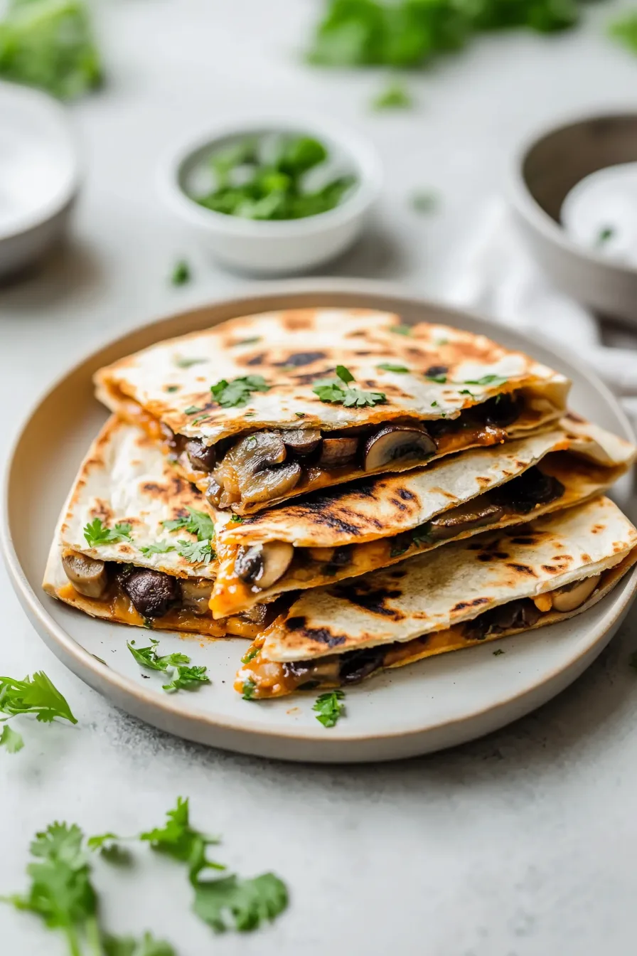 Mushroom & Cheese Quesadillas with Apple Slices