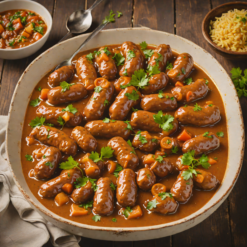 Slow-Cooked Australian Curried Sausages in Onion Gravy