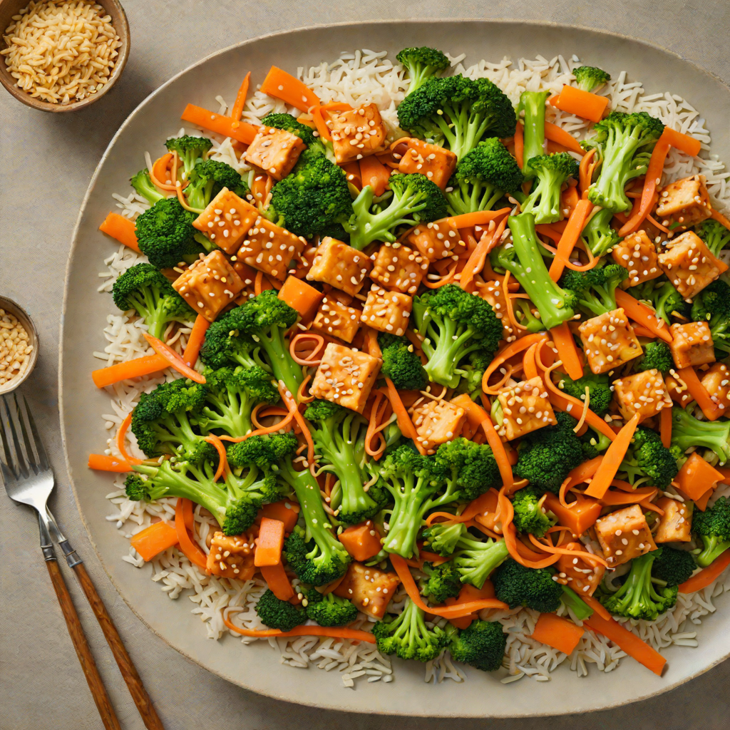 Sesame-Ginger Tofu Stir Fry with Broccoli and Carrots