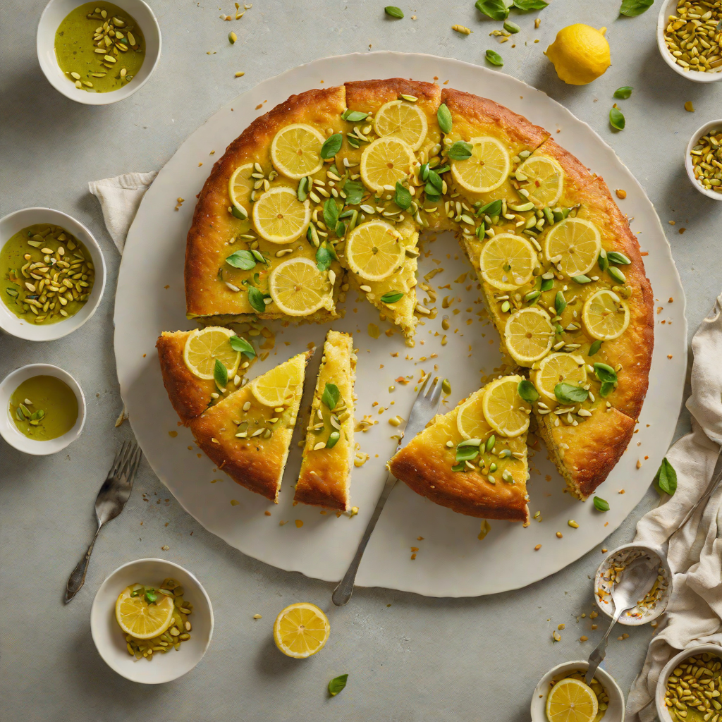 Lemon-Pistachio Semolina Cake with Rosewater Syrup