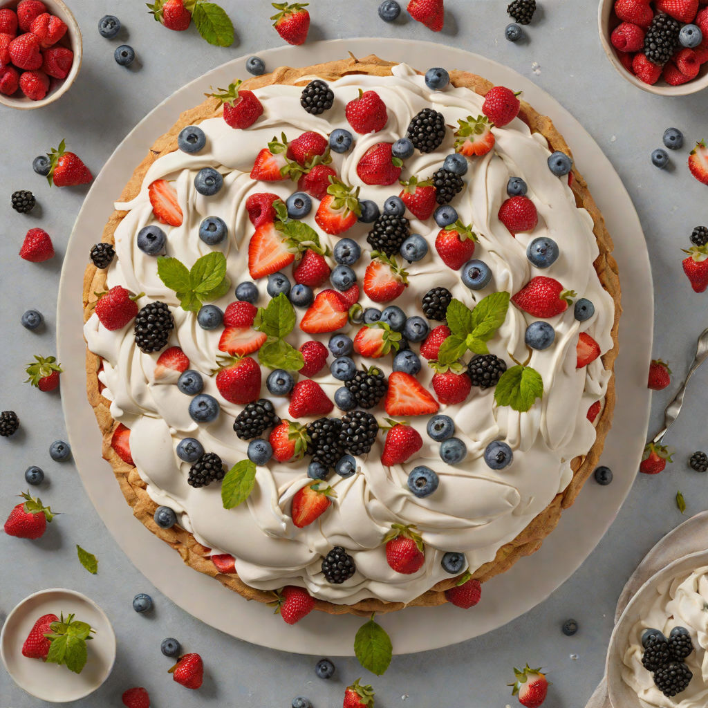 No-Bake Pavlova with Fresh Berries and Whipped Cream