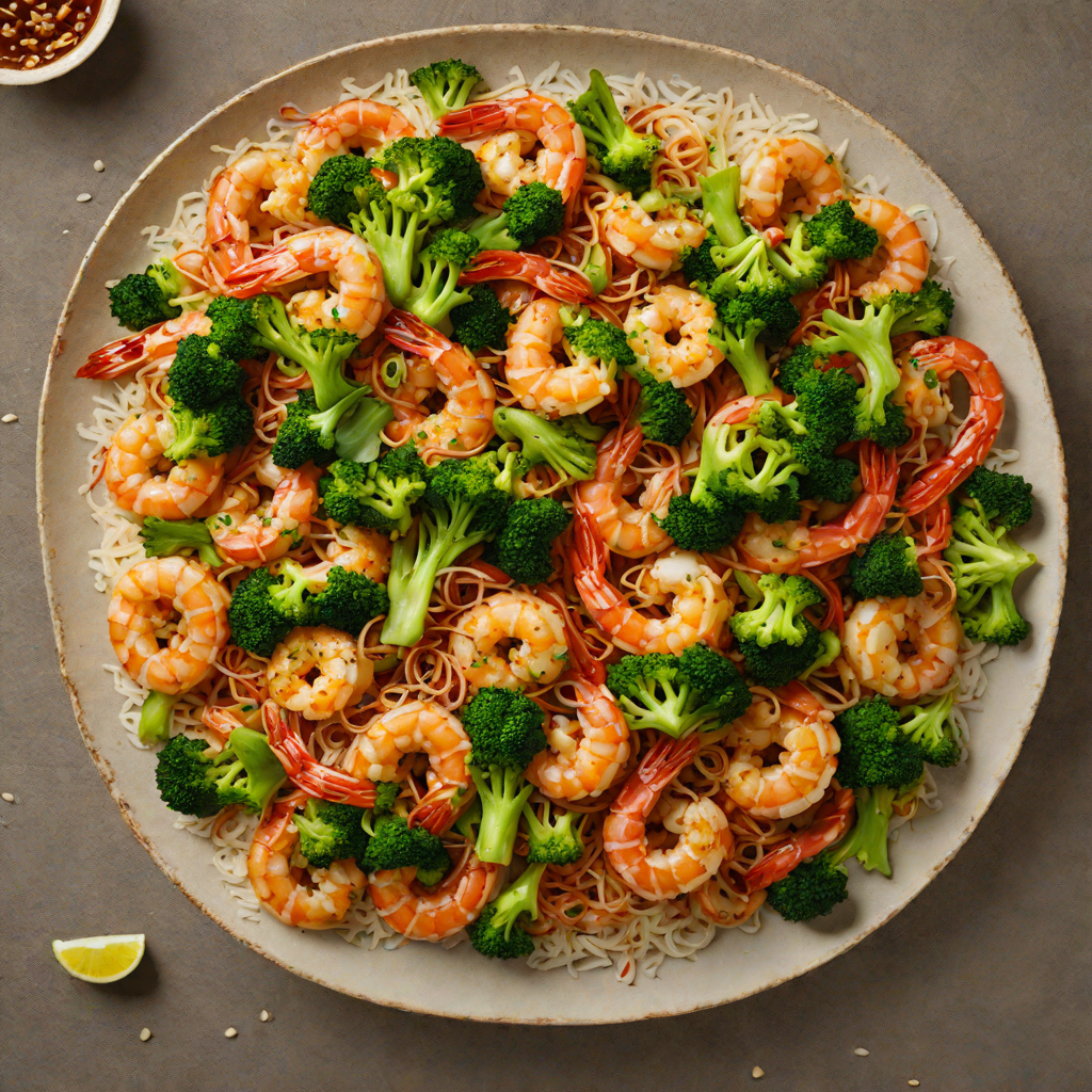 Stir-Fried Shrimp with Garlic and Broccoli in Ginger Soy Sauce