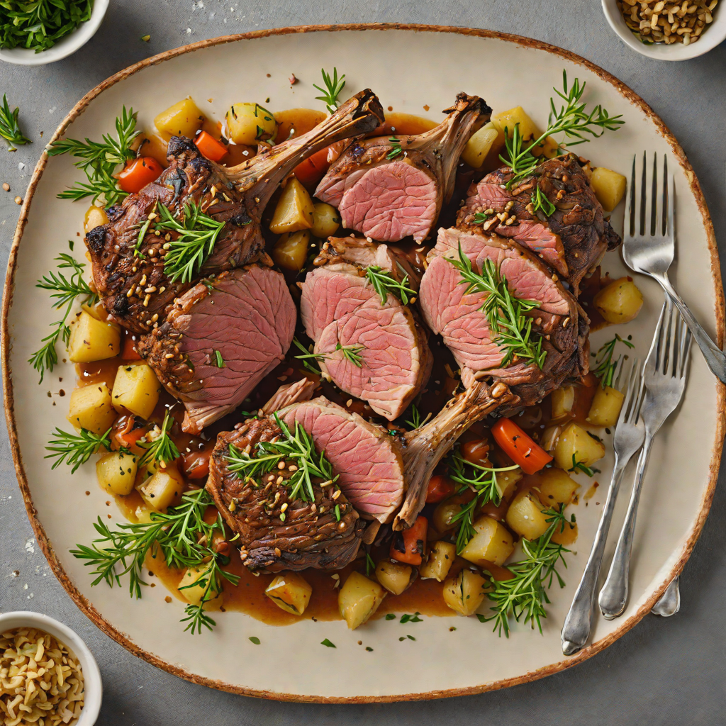 Slow-Roasted Mediterranean Lamb with Garlic and Thyme