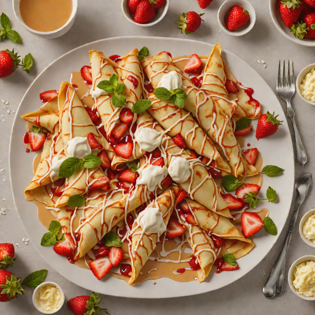 Strawberry-Ricotta Crepes with Vanilla Honey Drizzle