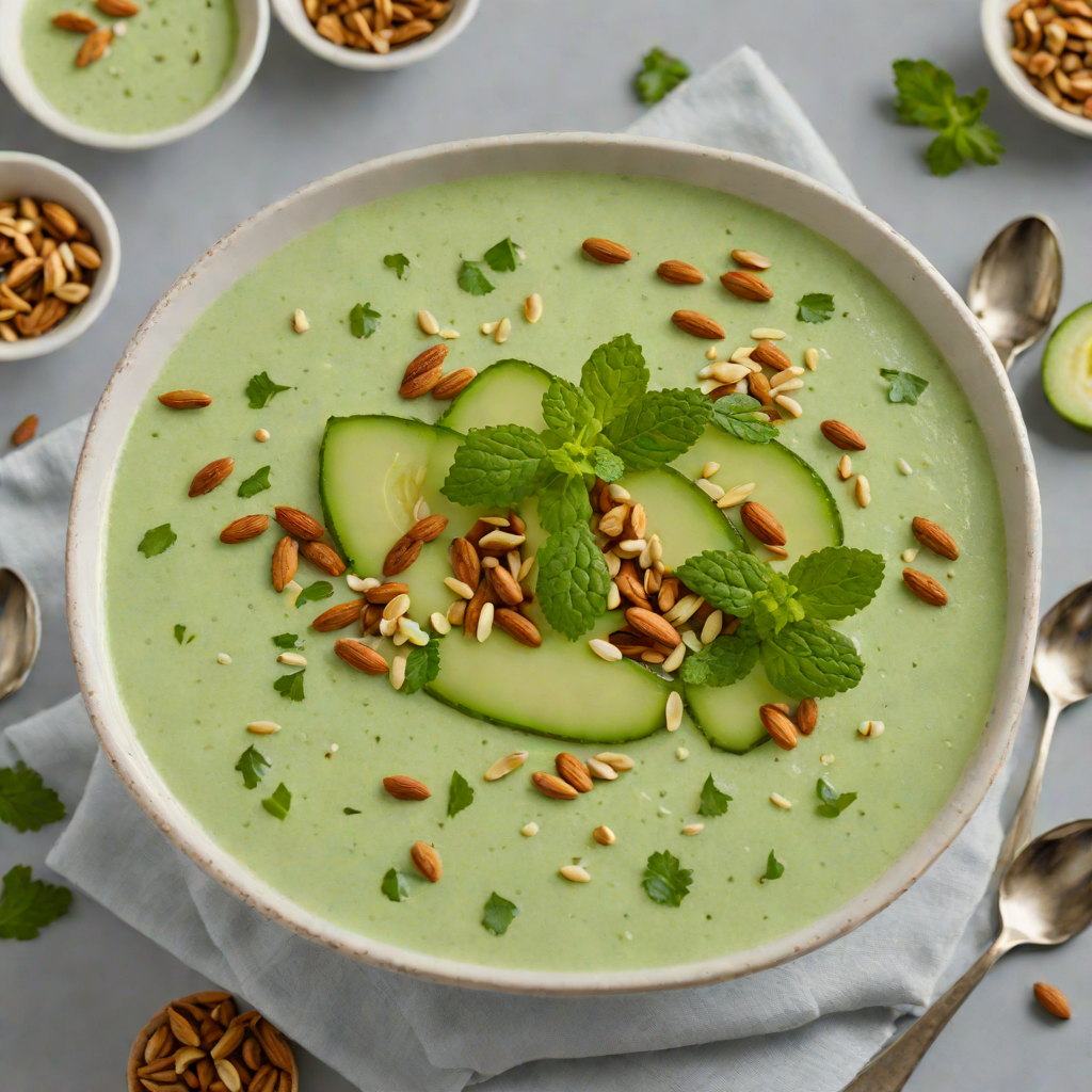 Chilled Cucumber-Mint Yogurt Soup with Toasted Almonds