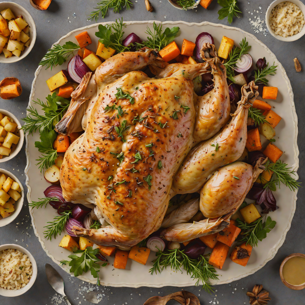 Snowflake Herb-Crusted Roast Chicken with Root Vegetables