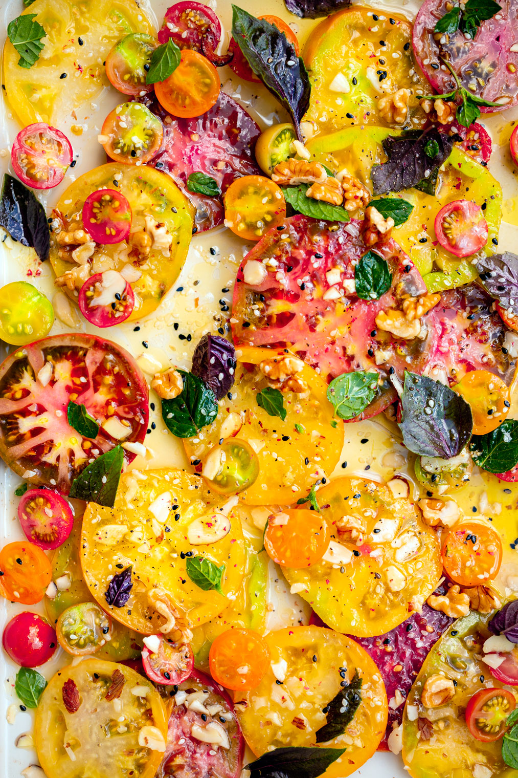 Garden-Roasted Heirloom Tomato Salad with Lemon-Basil Dressing