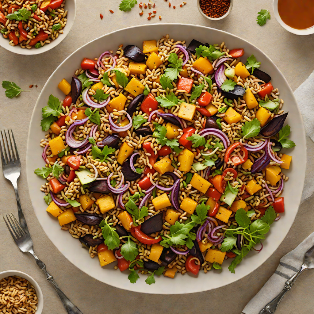 Fonio Grain Salad with Roasted Vegetables and Tamarind Dressing