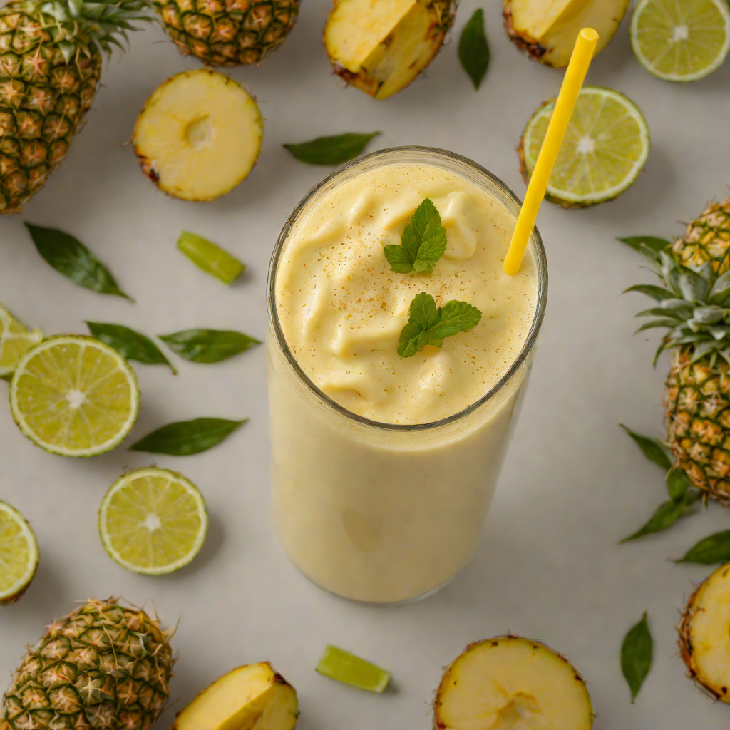 Blended Pineapple Mango Smoothie with Coconut Lime Twist
