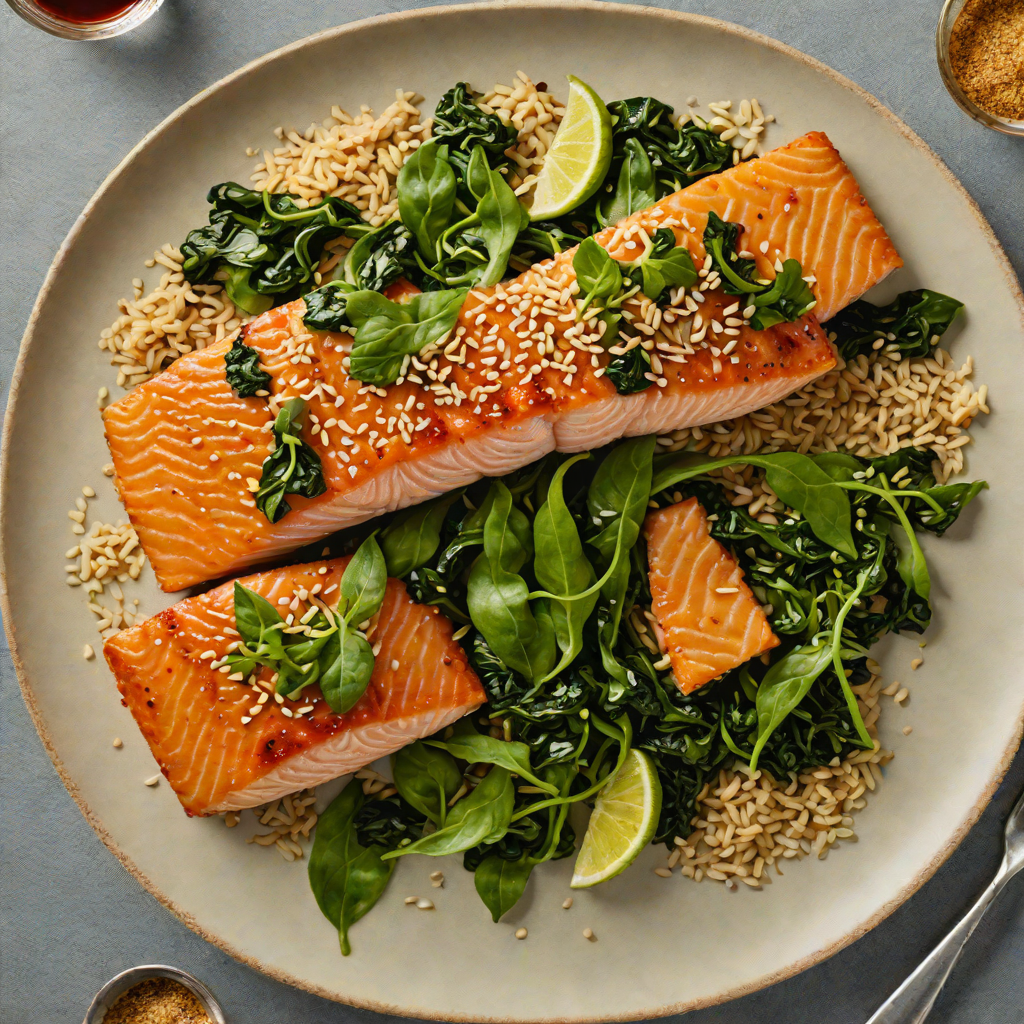 Pan-Seared Miso-Glazed Salmon with Sesame Spinach