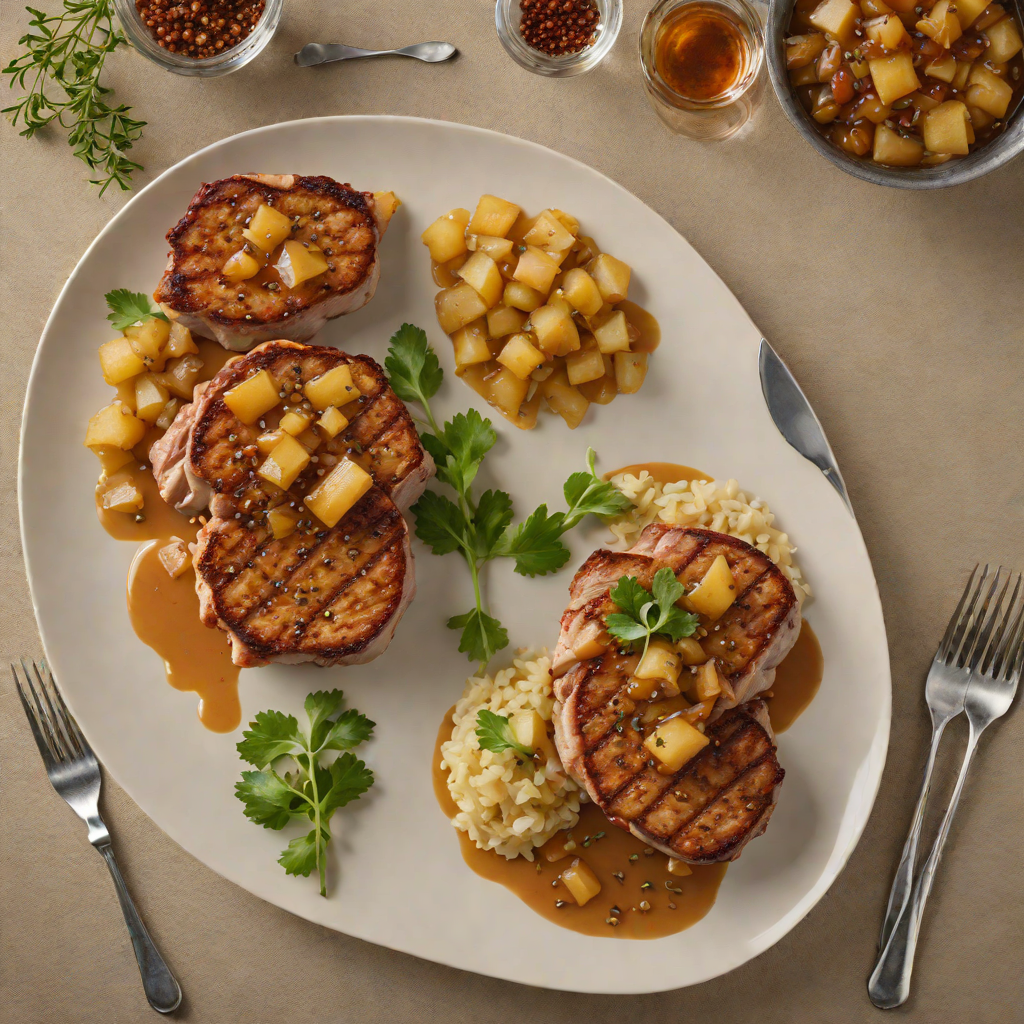 Pan-Seared Regional Spice Pork Chops with Apple-Onion Compote