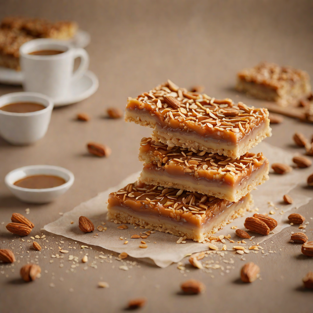 Caramel and Almond Slice with Crunchy Base