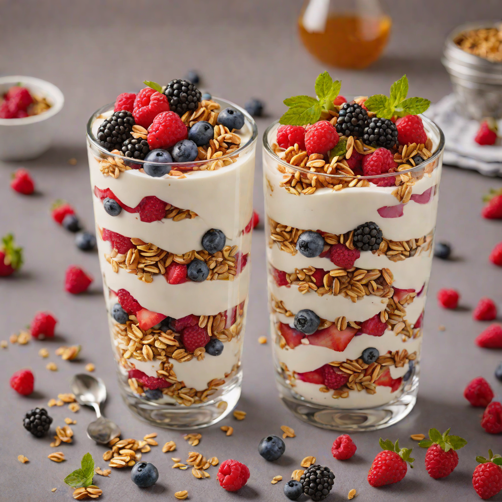 No-Bake Greek Yogurt and Berry Parfait with Honey and Granola