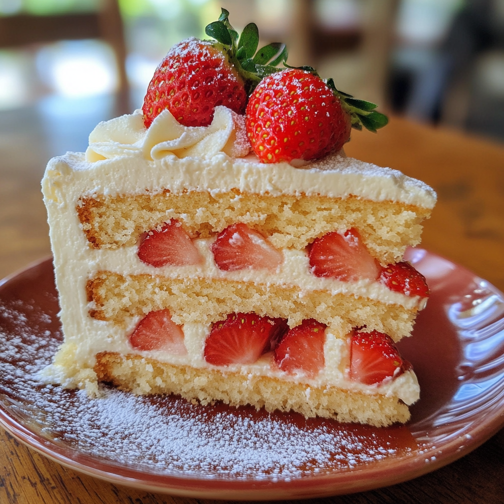Strawberry Layer Cake with Whipped Vanilla Frosting
