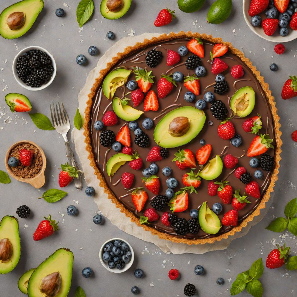 No-Bake Chocolate Avocado Tart with Fresh Berries