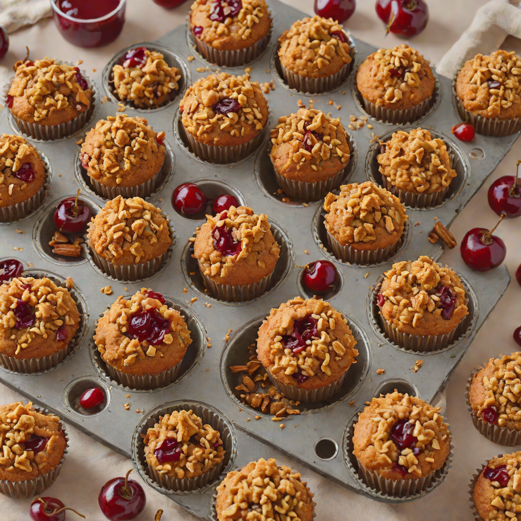 Sour Cherry Applesauce Muffins with Cinnamon Streusel