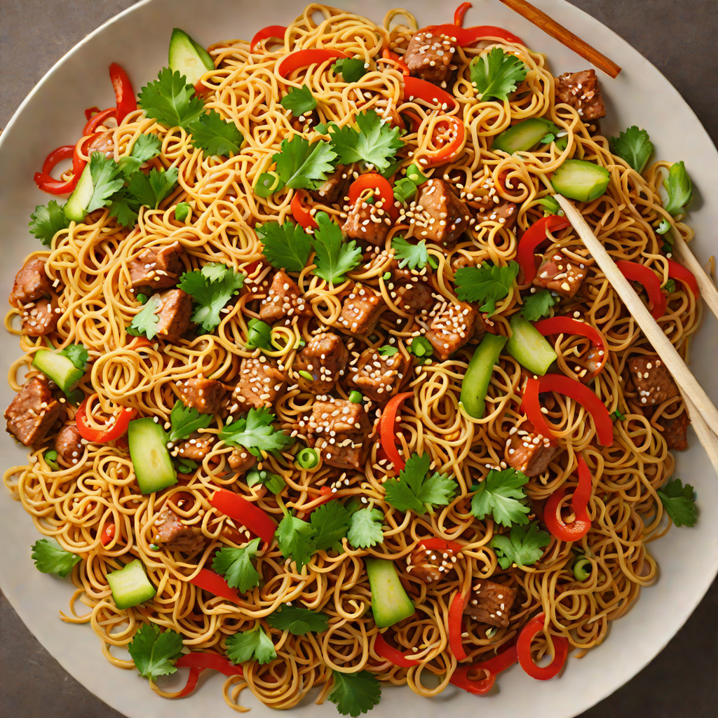 Spicy Korean-Inspired Stir-Fried Noodles with Pork and Vegetables
