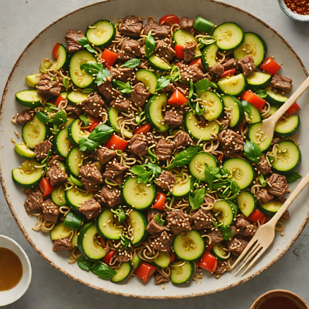 Sautéed Beef and Zucchini Stir-Fry with Ginger and Sesame Oil