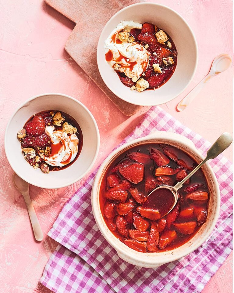 Oven-Roasted Balsamic Strawberries with Mascarpone Cream