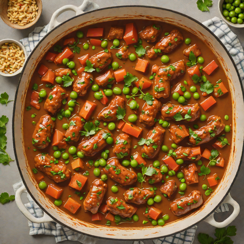 One-Pot Curried Sausages with Tomato and Peas