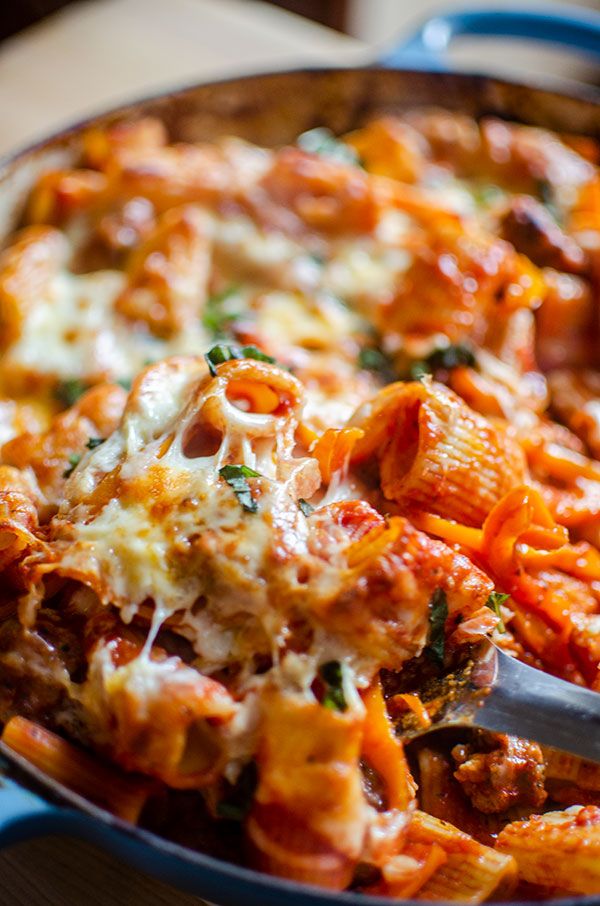 Deep-Dish Style Baked Chicago Sausage Pasta