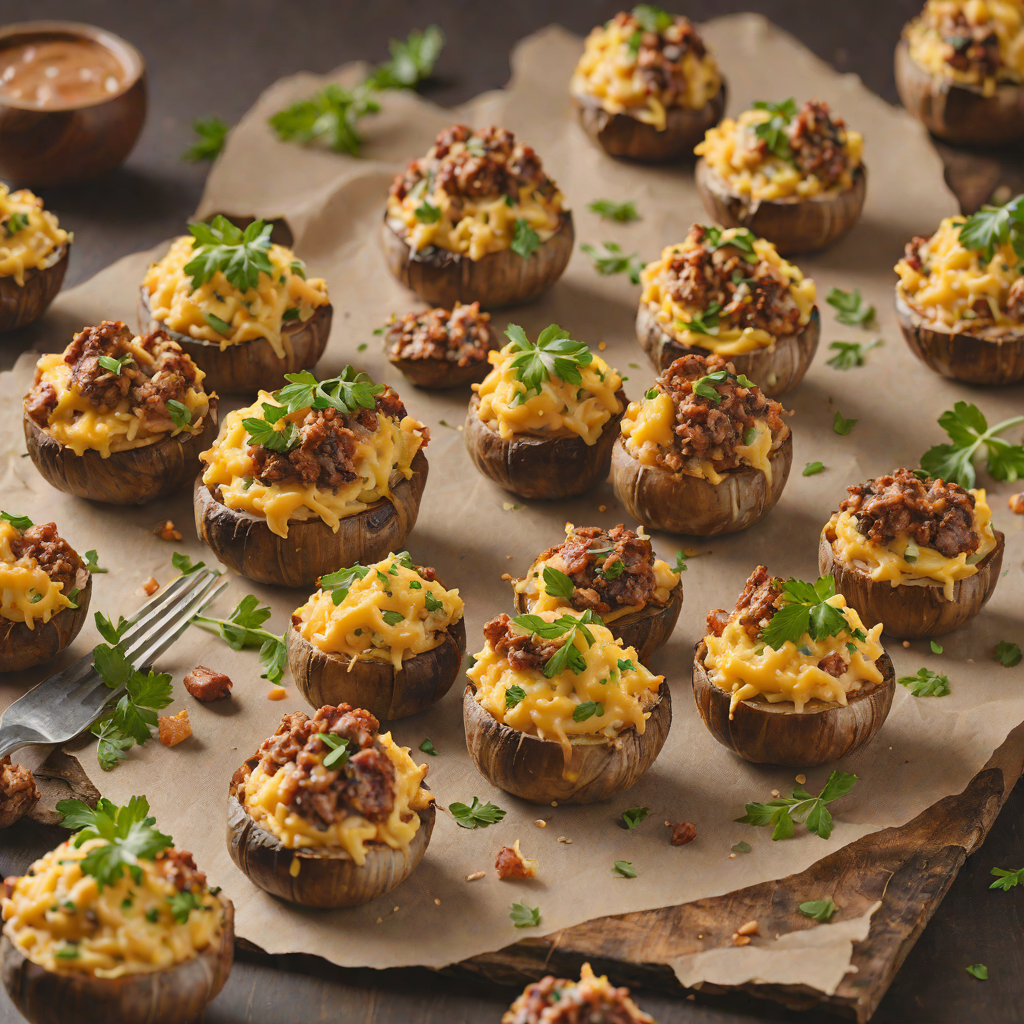 Deep-Dish Style Cheddar and Sausage Stuffed Mushrooms