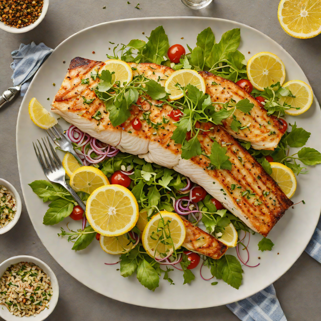 Grilled Lemon-Pepper Lake Michigan Whitefish with Herb Salad