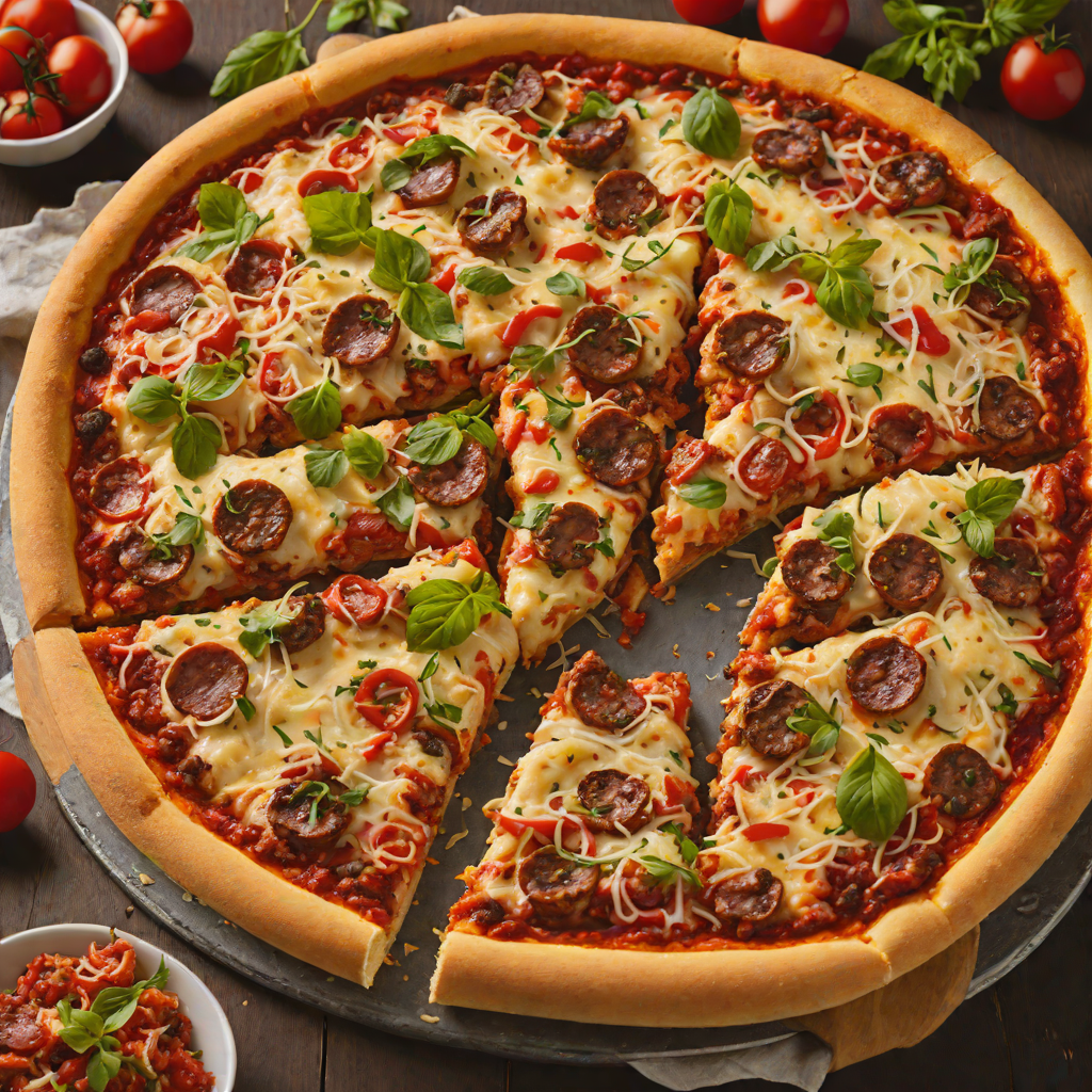 Deep-Dish Baked Italian Sausage and Pepperoni Pizza
