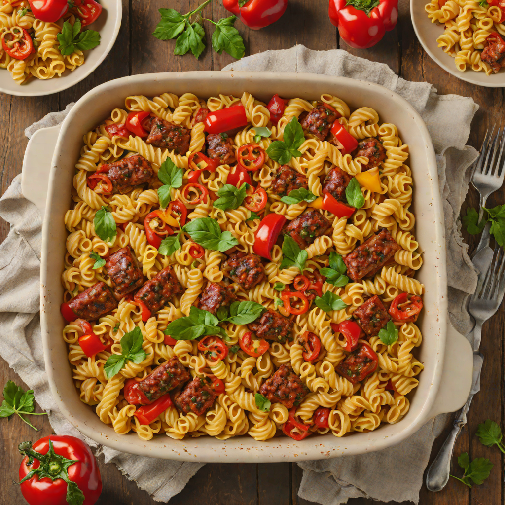 Deep-Dish Style Baked Italian Sausage and Bell Pepper Pasta