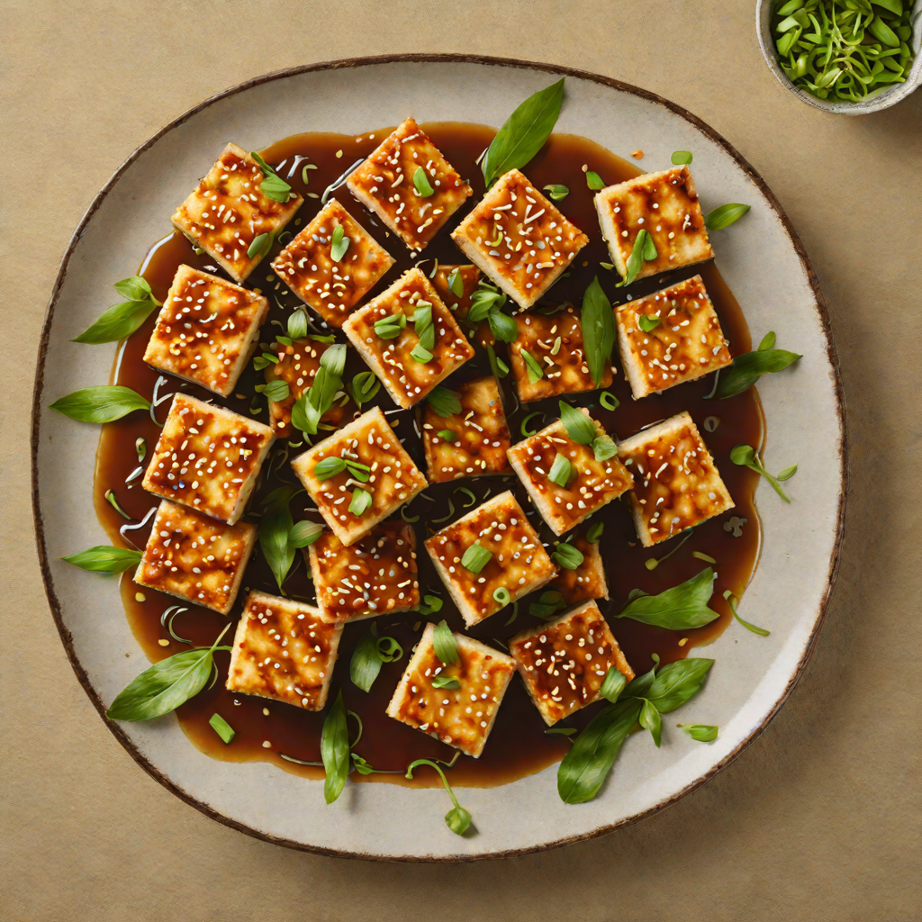 Crispy Pan-Fried Tofu with Ginger-Soy Glaze and Scallions