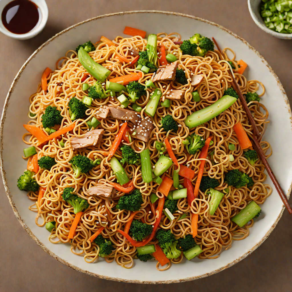 Stir-Fried Yakisoba with Bonito Flakes and Vegetables