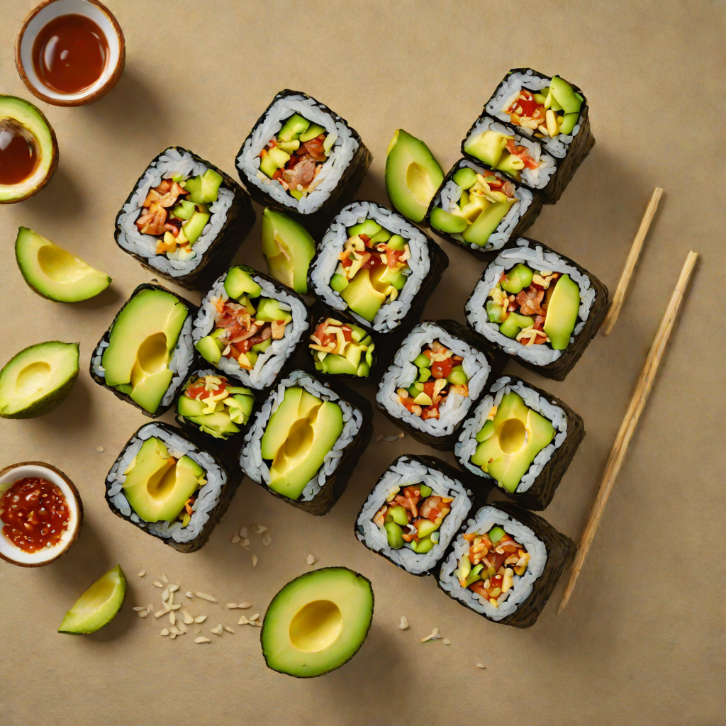 Bonito Flake and Avocado Sushi Roll
