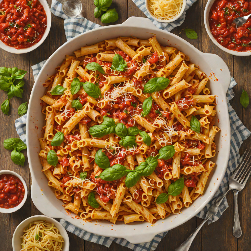 Chicago-Style Baked Ziti with Tomato Basil Sauce