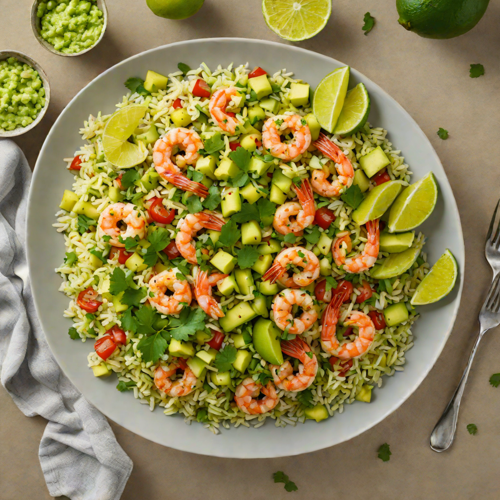 Sautéed Shrimp with Avocado Salsa and Cilantro-Lime Cauliflower Rice