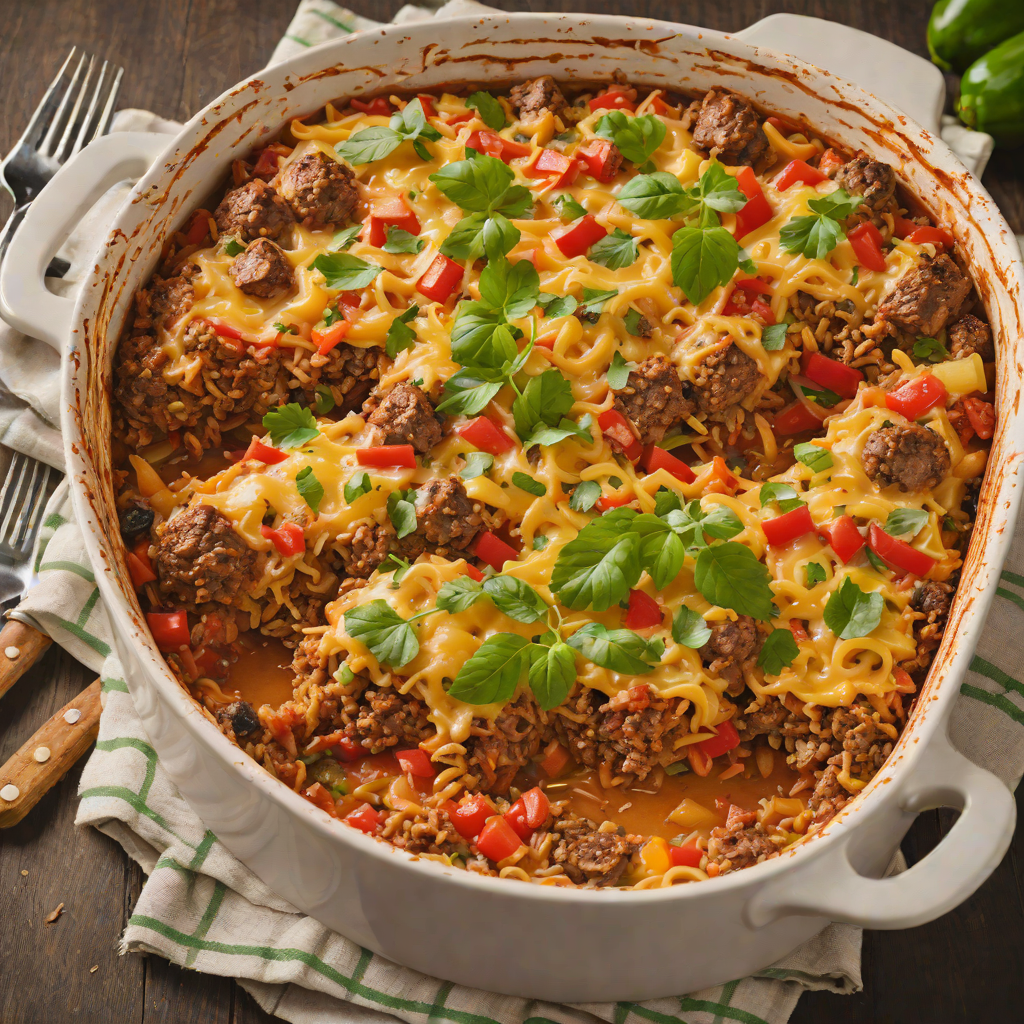 Deep-Dish Baked Italian Sausage and Bell Pepper Casserole