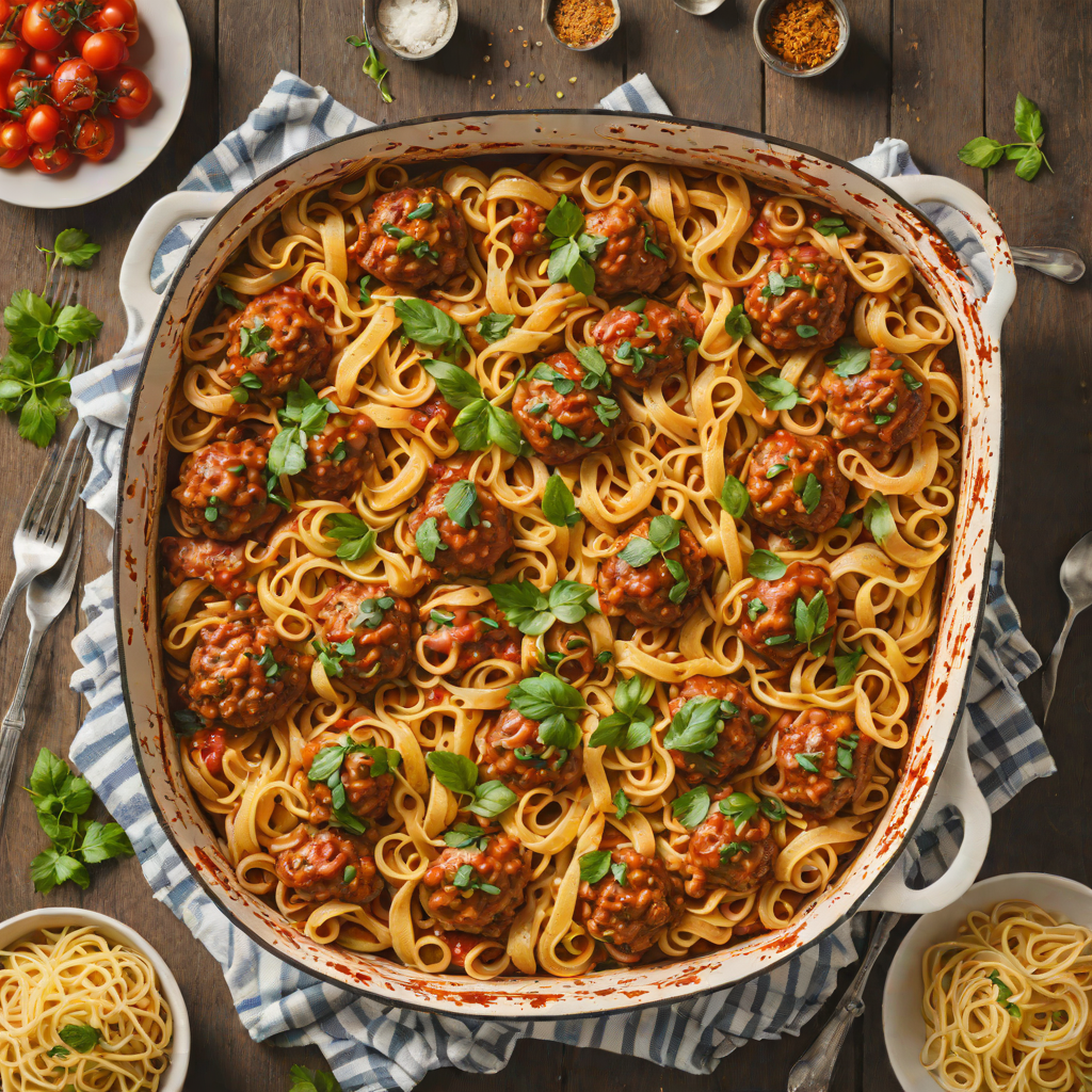 Deep-Dish Style Chicago Meatball Pasta Bake