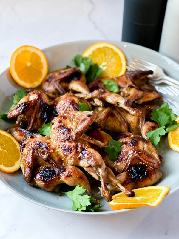 Roasted Quail with Orange, Cumin, and Brown Sugar Glaze