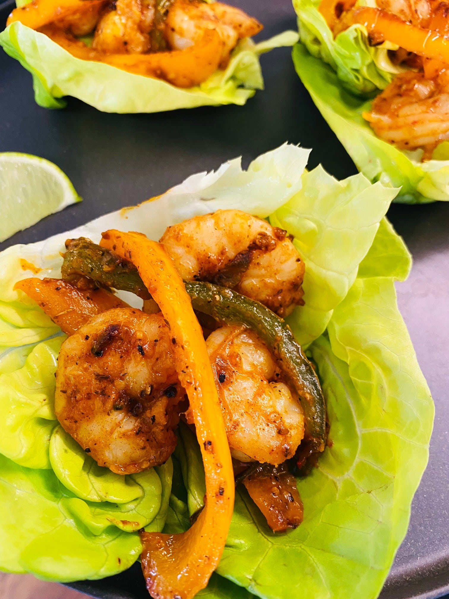 Blackened Shrimp Lettuce Wraps with Avocado Lime Sauce