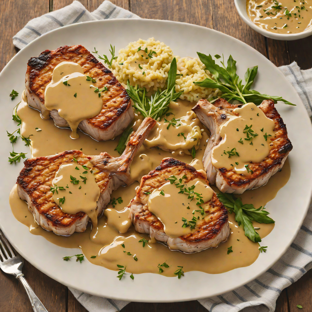Pan-Roasted Pork Chops with Mustard and Thyme Pan Sauce