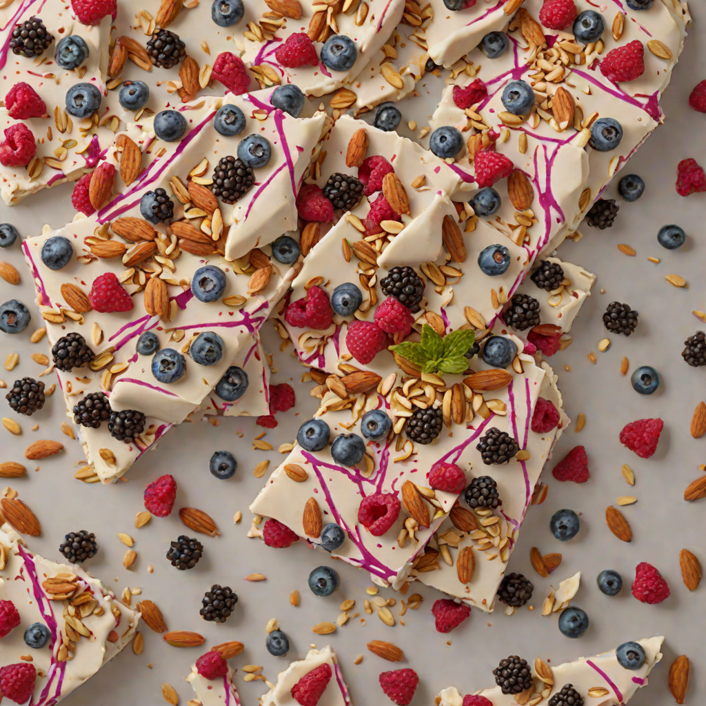 No-Bake Frozen Berry Yogurt Bark with Toasted Almonds